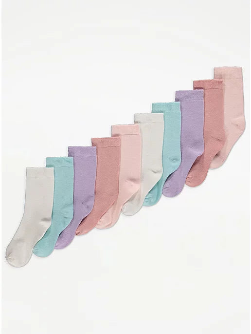 George Pastel Plain Cotton Socks - 5 Pairs