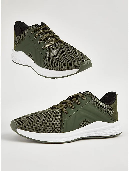 George Khaki Mesh Elastic Lace Trainers – Joggers