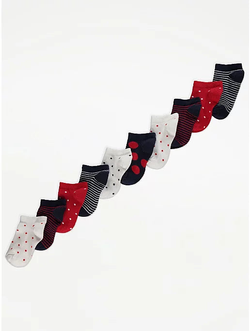 George Patterned Trainer Liner Ankle Socks - 10 Pairs